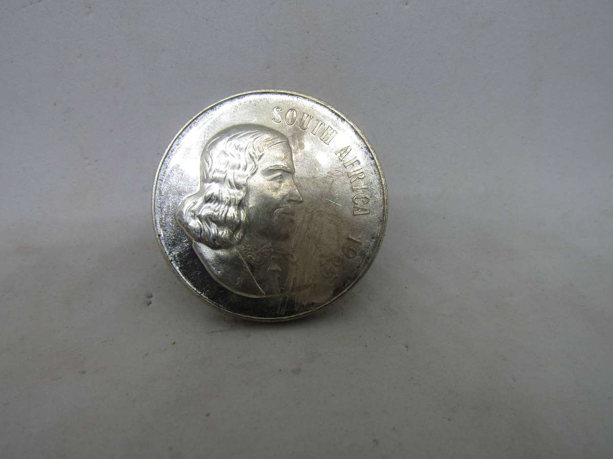 1965 South African English Silver Impaired One Rand. Mintage : 24 988