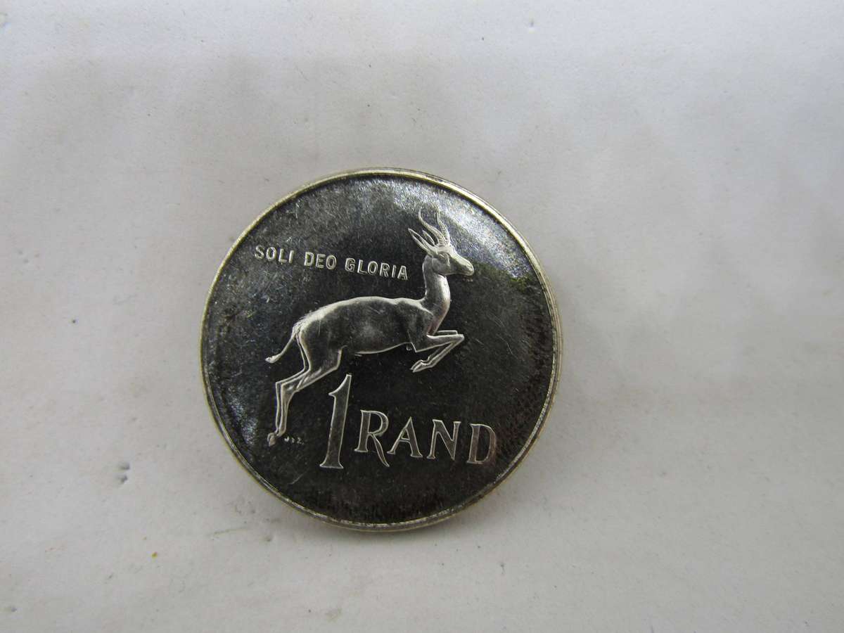 1965 South African English Silver Impaired One Rand. Mintage : 24 988