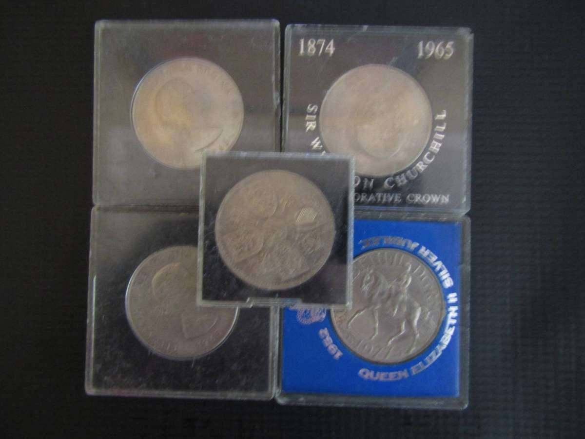 5 British Crown sized Coins