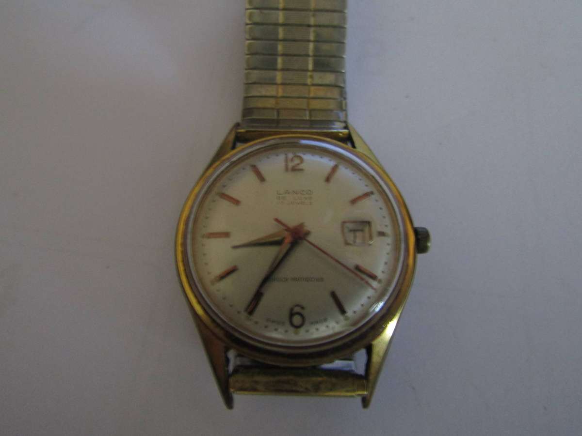 Vintage Lanco Deluxe 17 Jewels Day date Men's wrist watch. Stunning condition and Works