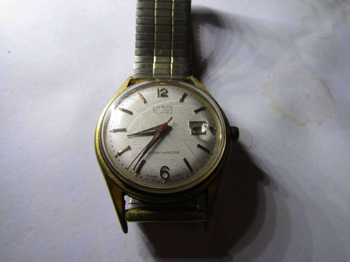 Vintage Lanco Deluxe 17 Jewels Day date Men's wrist watch. Stunning condition and Works