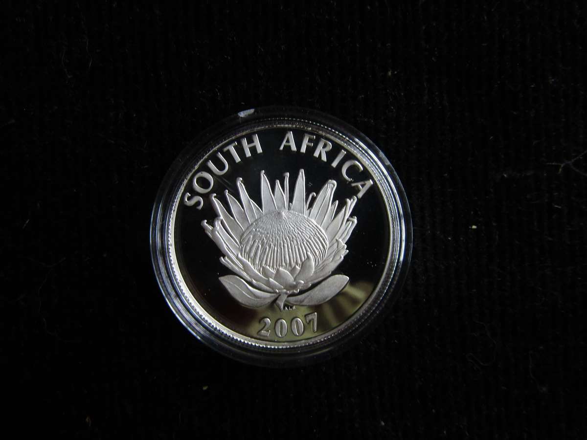 2007 South African Protea Silver Proof R1 in Capsule. Nelson
