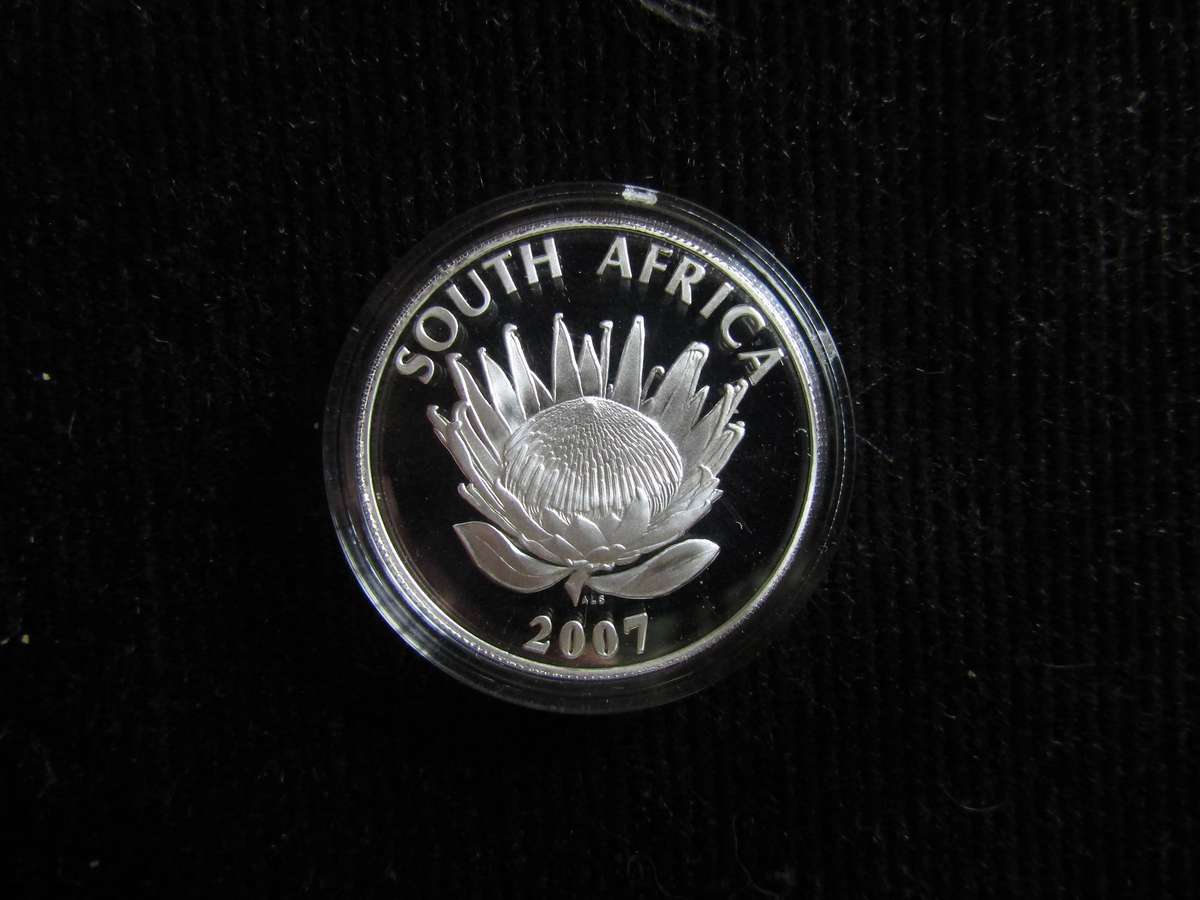 2007 South African Protea Silver Proof R1 in Capsule. FW