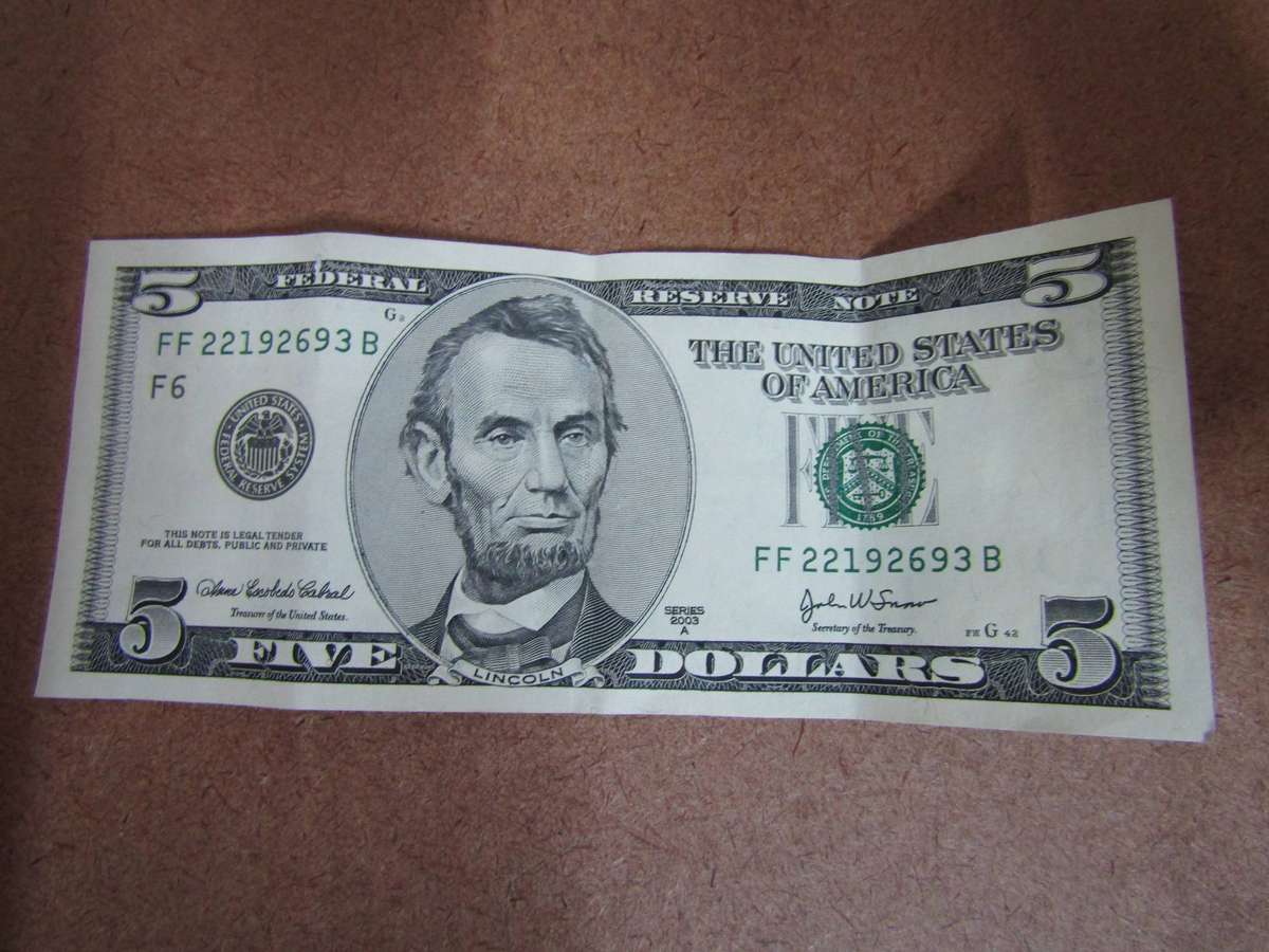 2003 United States Of America $5 Banknote
