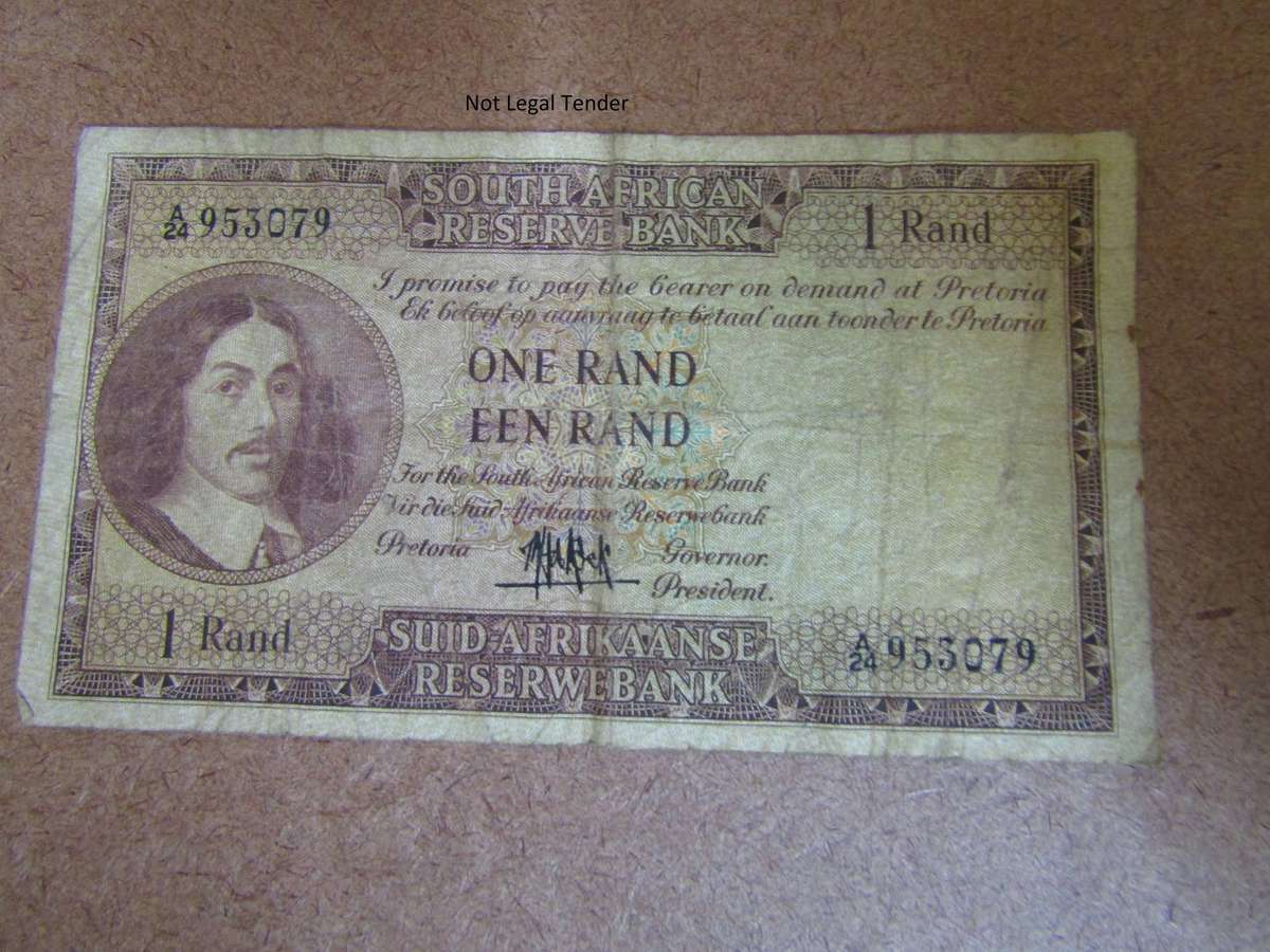 1961 M H de Kock 4th issue Eng/Afr One Rand Banknote (A24)