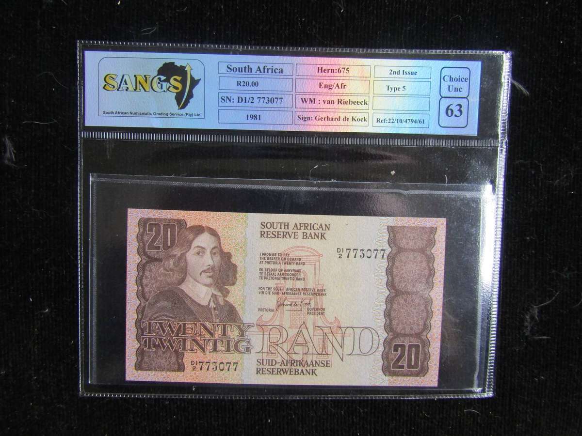 1981 GPC de Kock 2nd Issue Eng/Afr R20 Banknote  Choice UNC 63