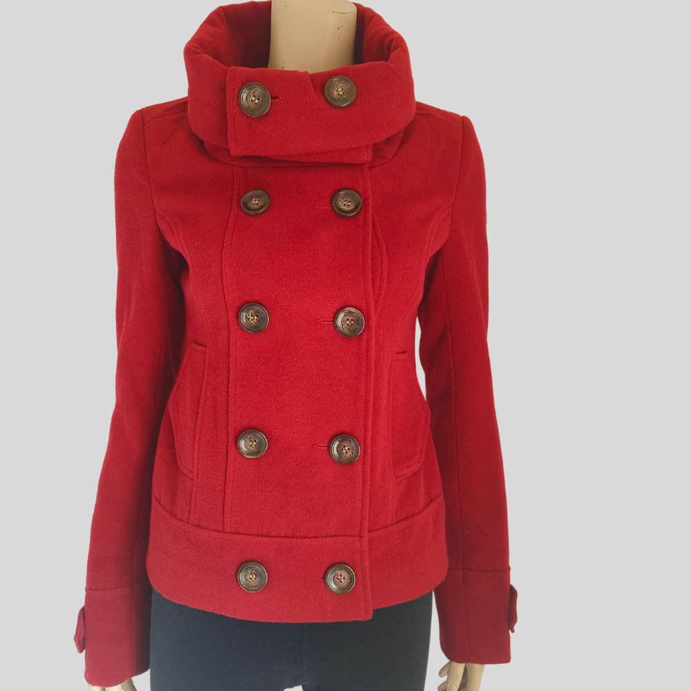 Red Double-Breasted Short Coat size 10 from Pimkie