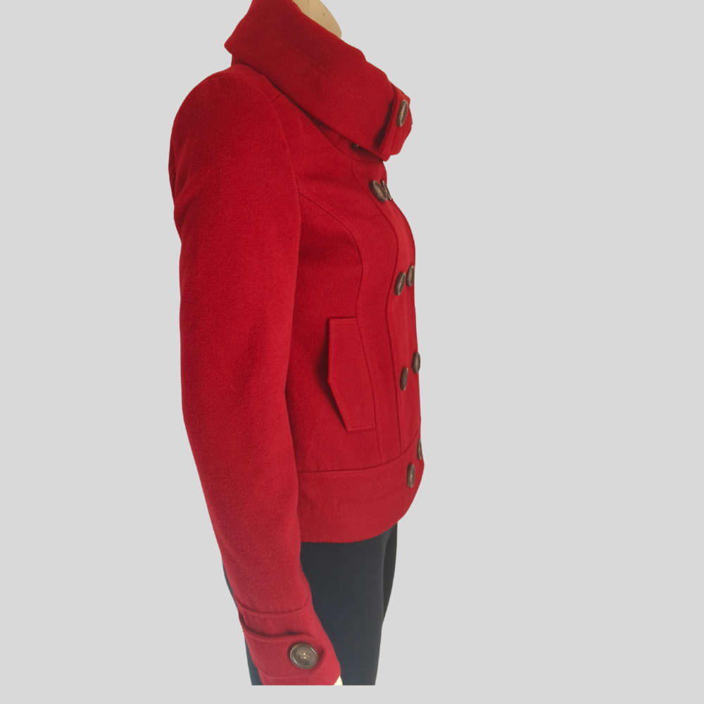 Red Double-Breasted Short Coat size 10 from Pimkie