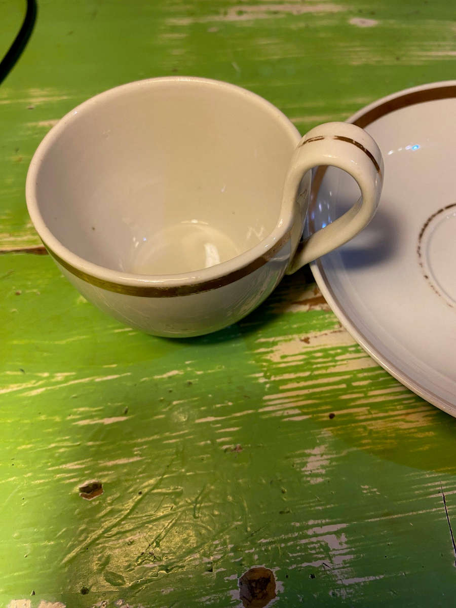 Antique German porcelain cups and saucers