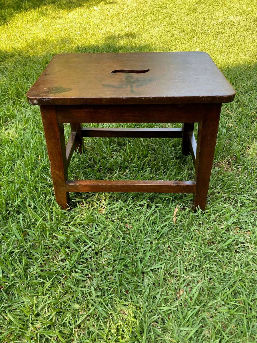 Antique English Oak Side Table Step Stool, 19th century