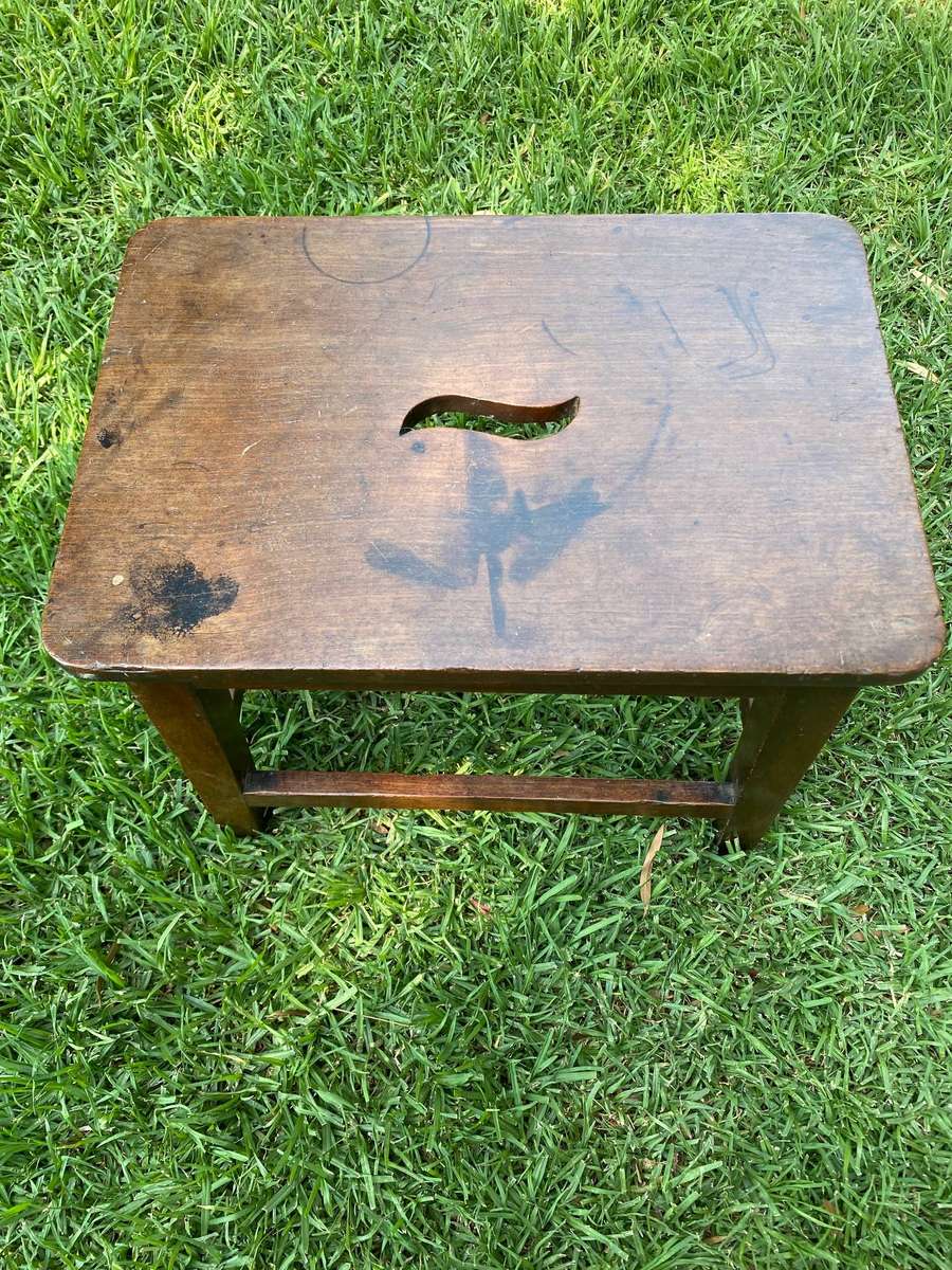 Antique English Oak Side Table Step Stool, 19th century