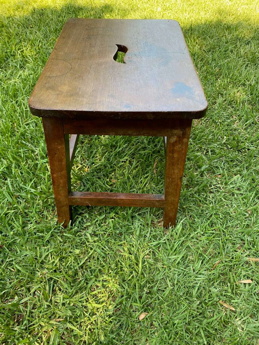 Antique English Oak Side Table Step Stool, 19th century