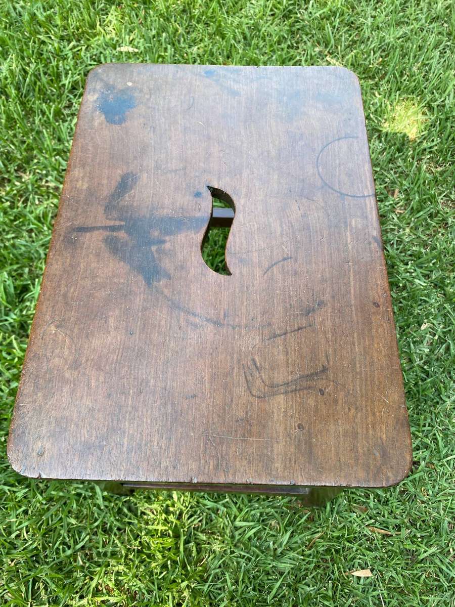 Antique English Oak Side Table Step Stool, 19th century