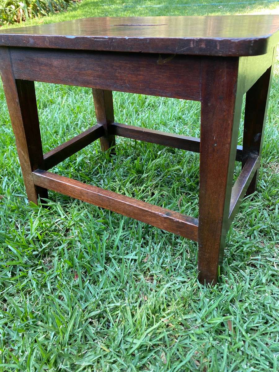 Antique English Oak Side Table Step Stool, 19th century