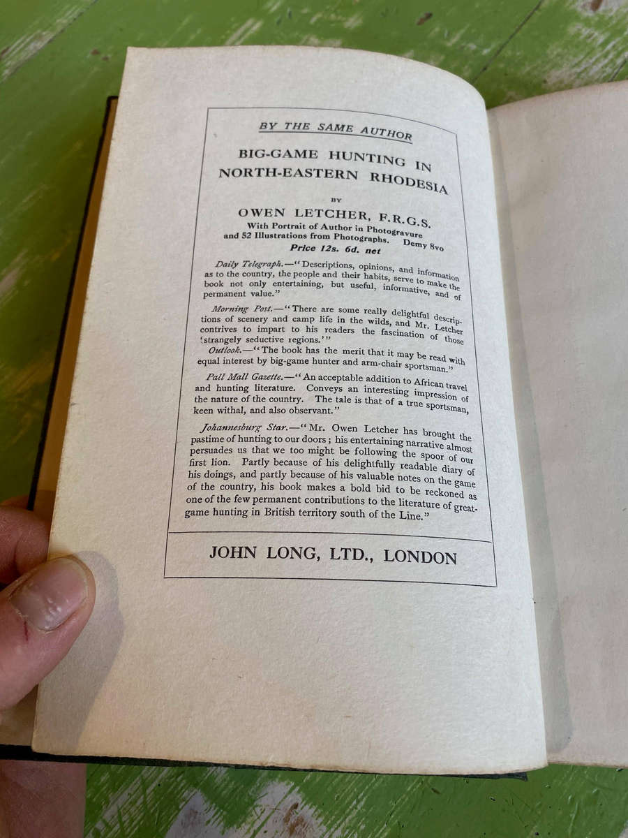 Bonds Of Africa By Letcher, Owen - J. Long, London, 1913 First Edition