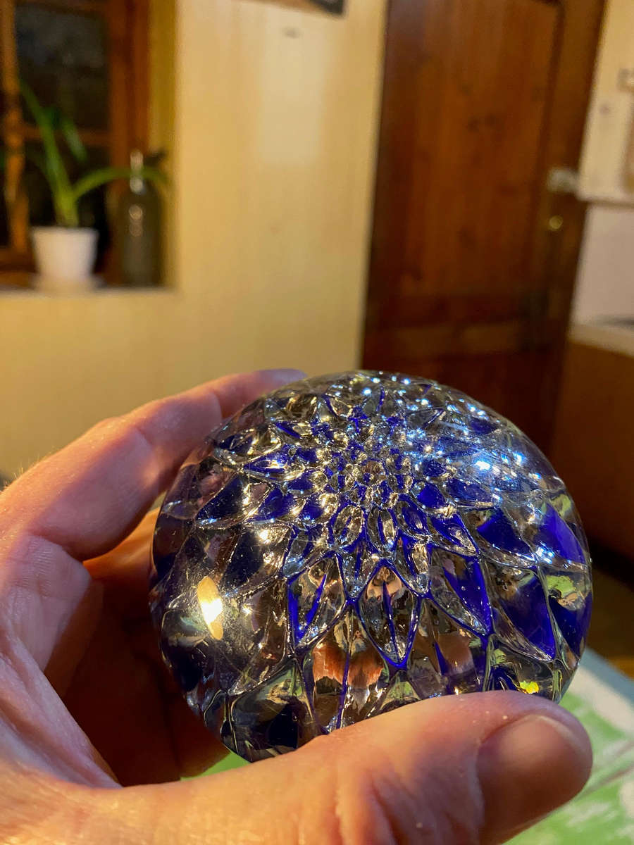 Antique cobalt blue paperweight