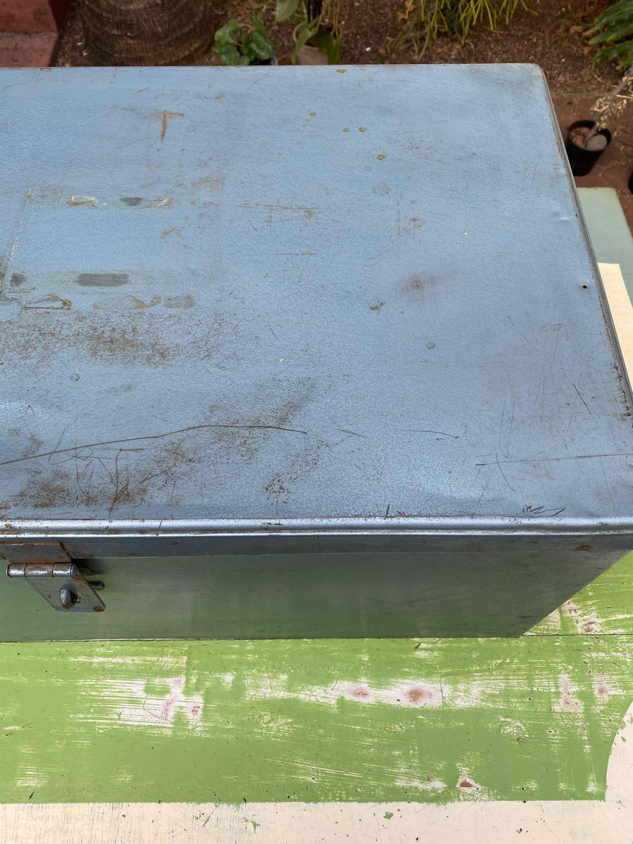 Large Vintage Steel Portable Lockable Storage Chest