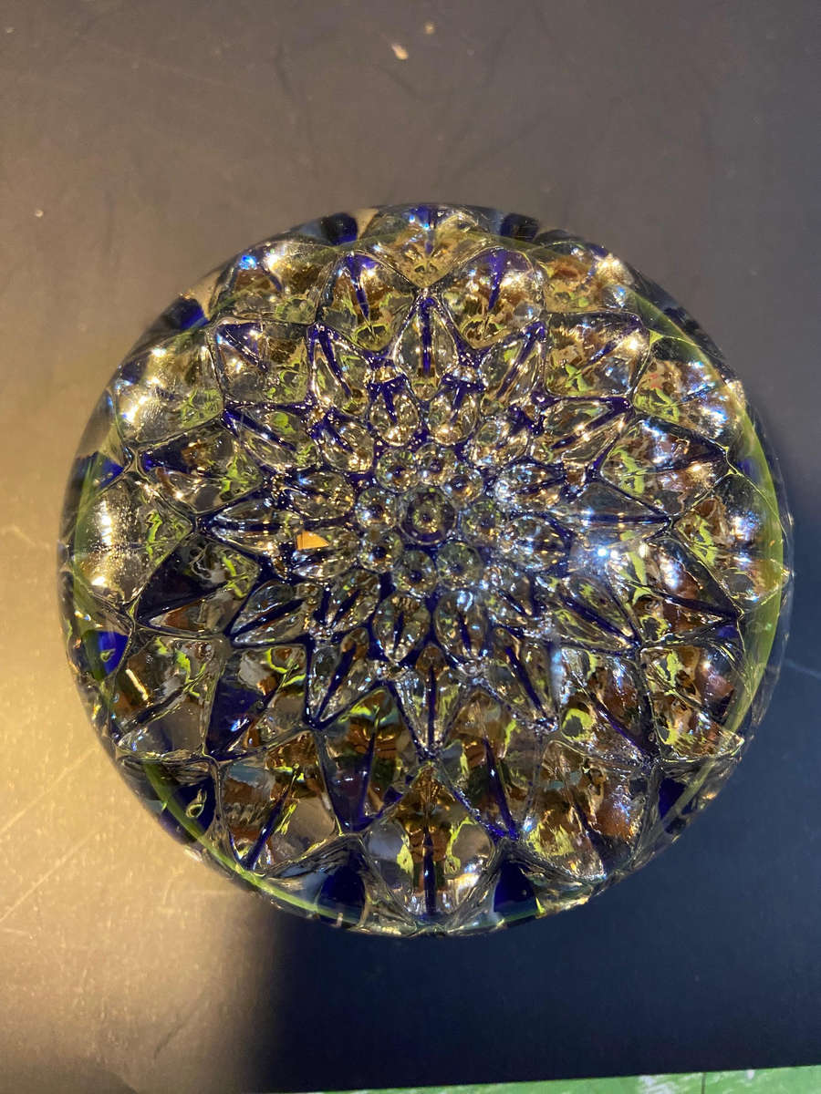 Antique cobalt blue paperweight