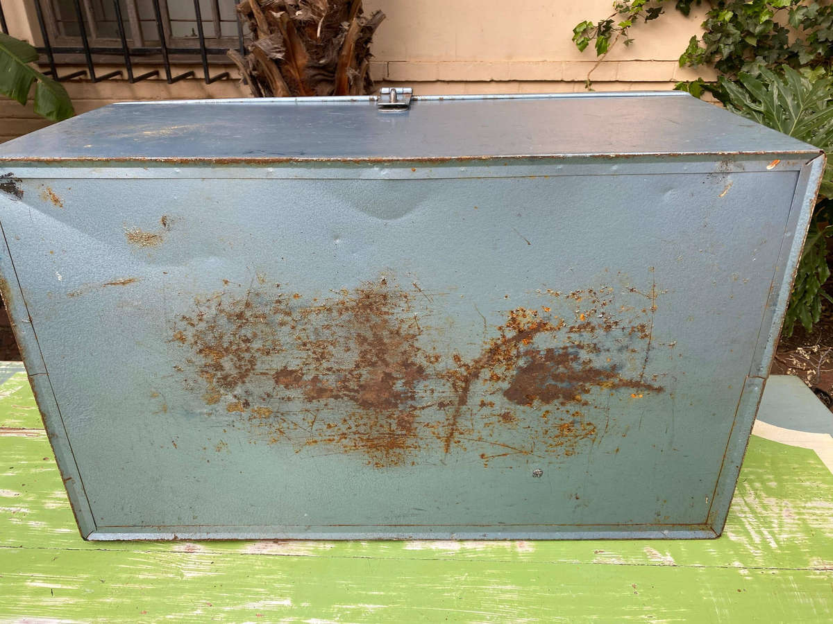 Large Vintage Steel Portable Lockable Storage Chest