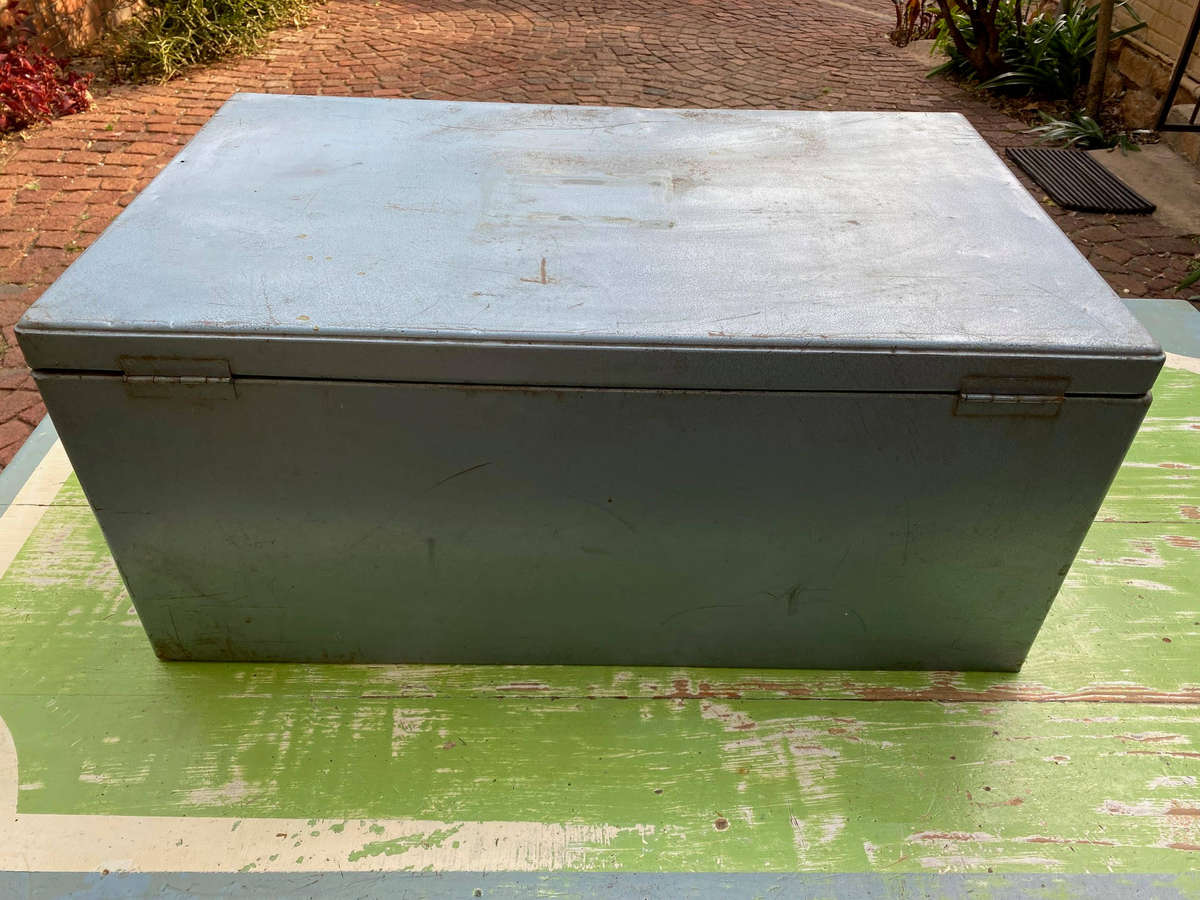 Large Vintage Steel Portable Lockable Storage Chest
