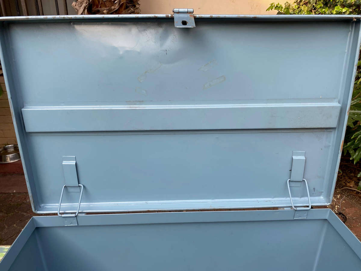 Large Vintage Steel Portable Lockable Storage Chest