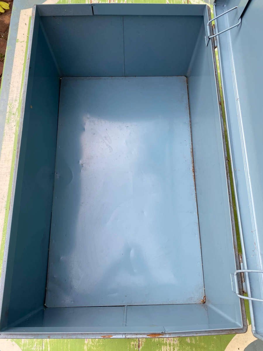 Large Vintage Steel Portable Lockable Storage Chest