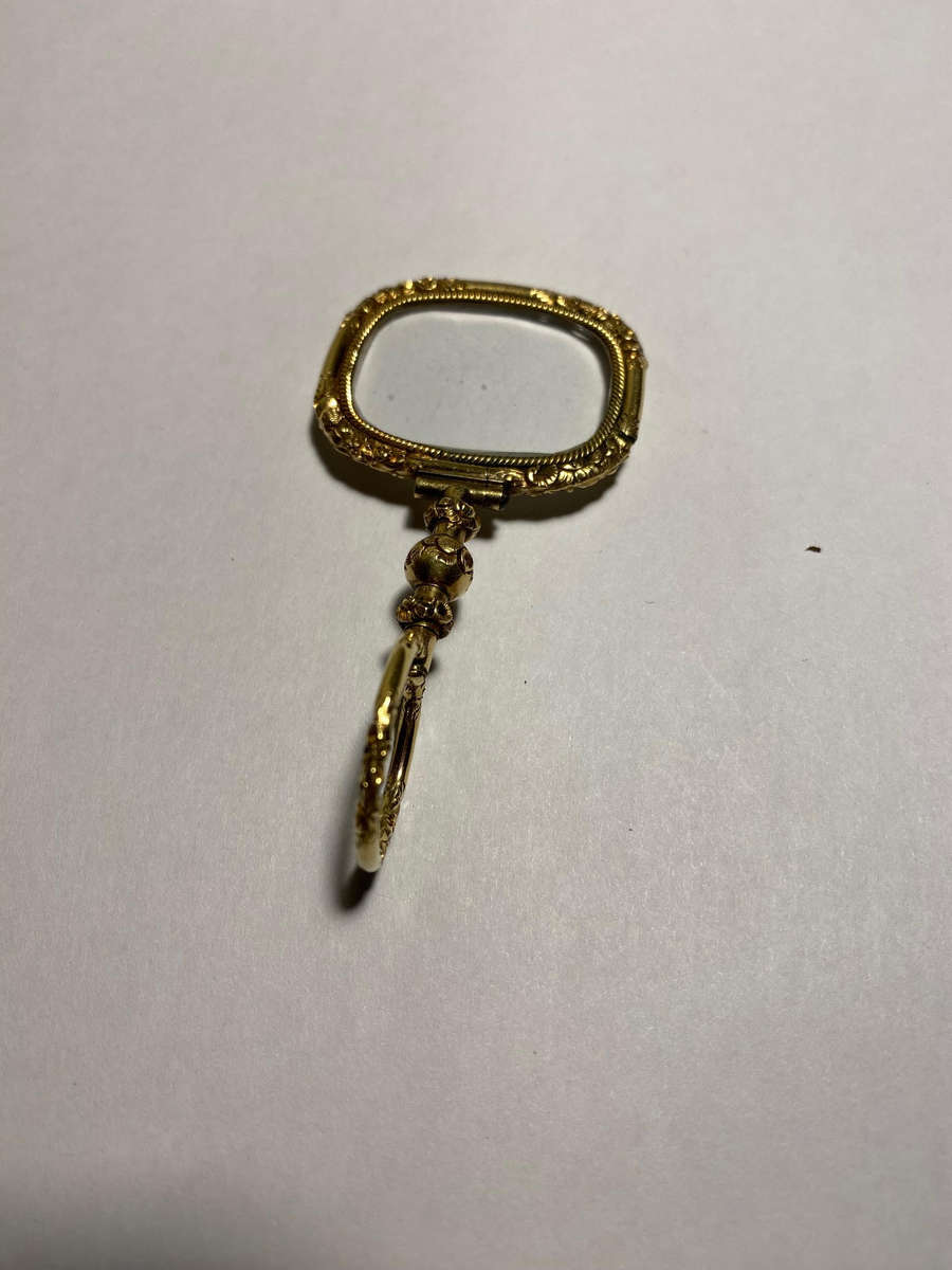 Late Georgian 14K Gold Encased Quizzing Magnifying Glass