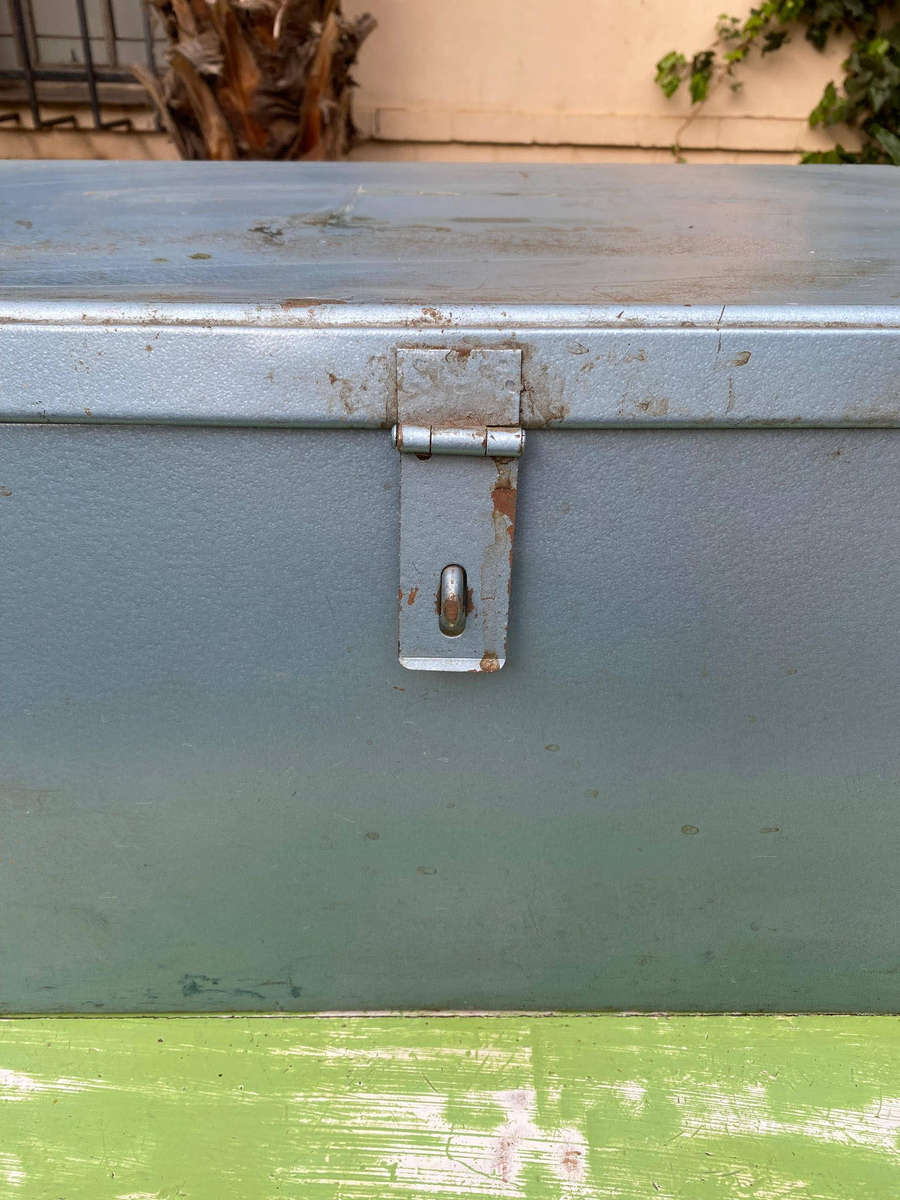 Large Vintage Steel Portable Lockable Storage Chest