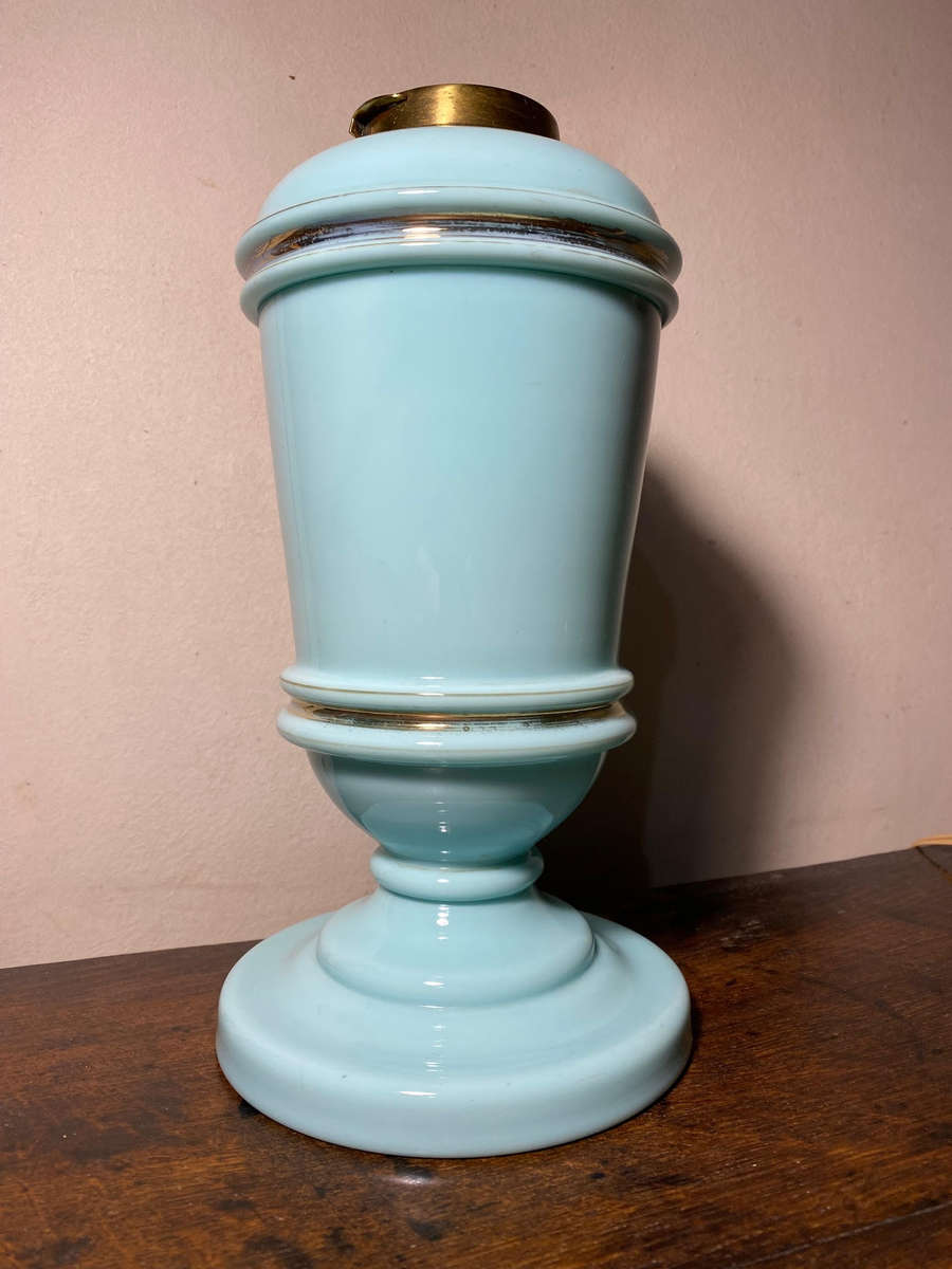 Hinks no.2 Duplex Blue Opaline Oil Lamp/Vase 1800's Electrified