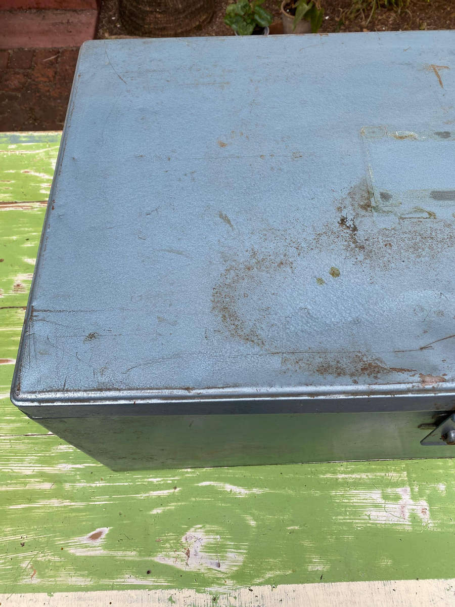 Large Vintage Steel Portable Lockable Storage Chest