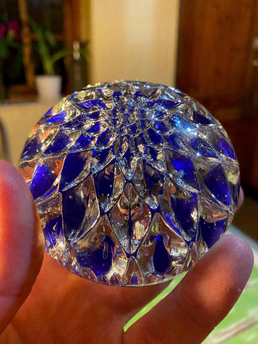 Antique cobalt blue paperweight