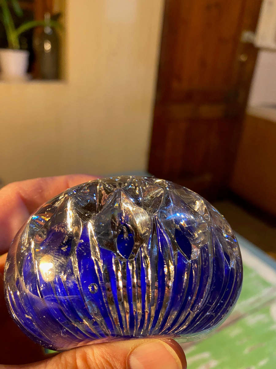 Antique cobalt blue paperweight