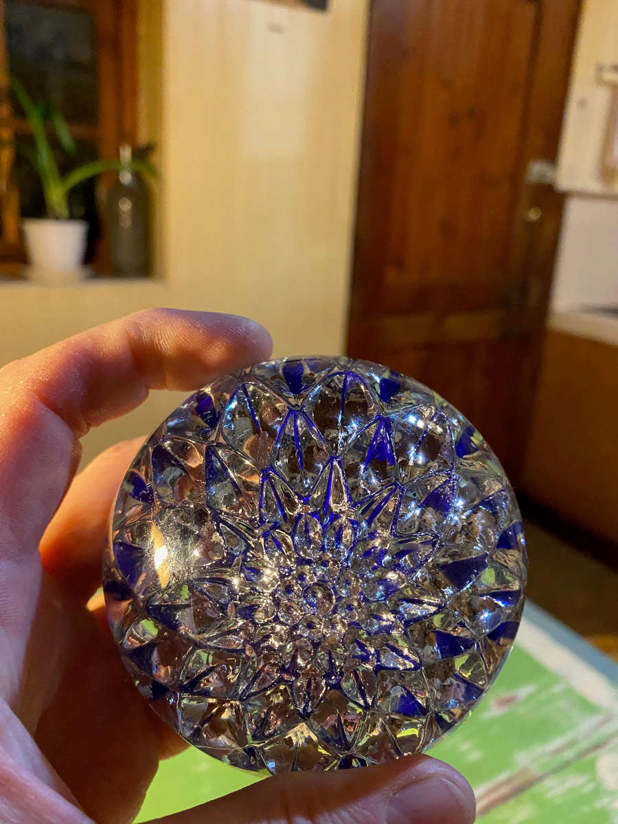 Antique cobalt blue paperweight