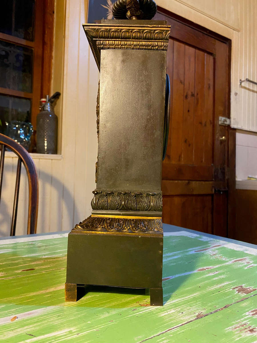 Antique French Style Bronze Mantle Clock