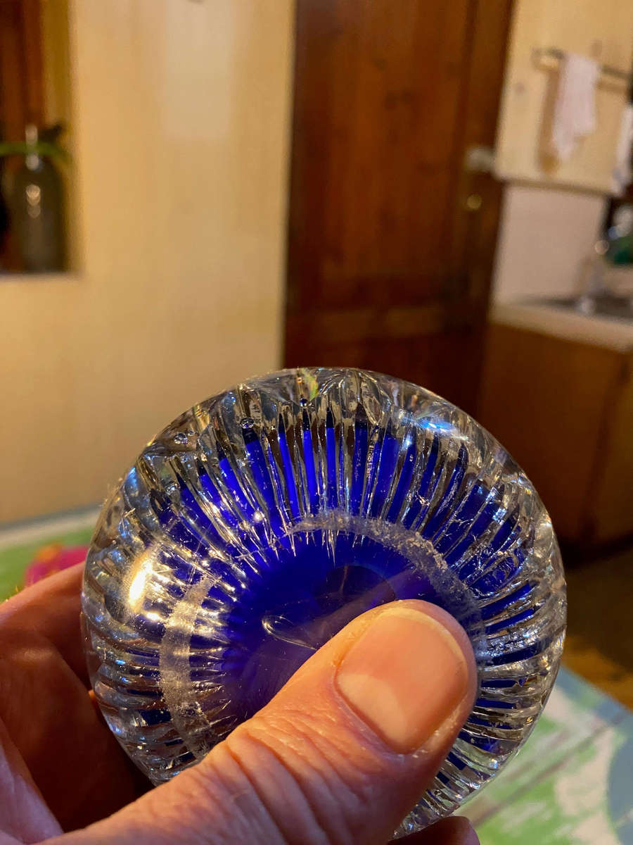 Antique cobalt blue paperweight