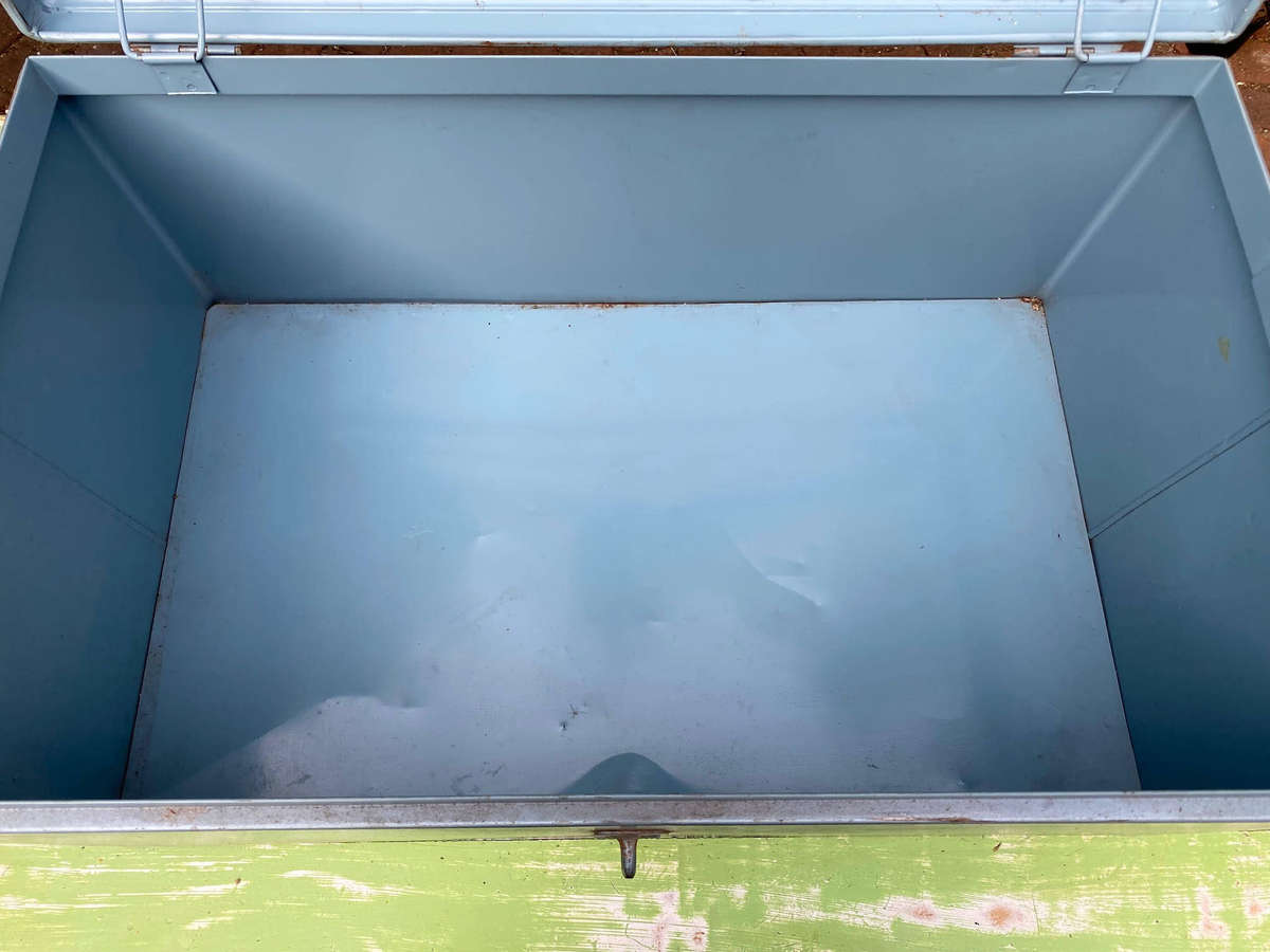 Large Vintage Steel Portable Lockable Storage Chest