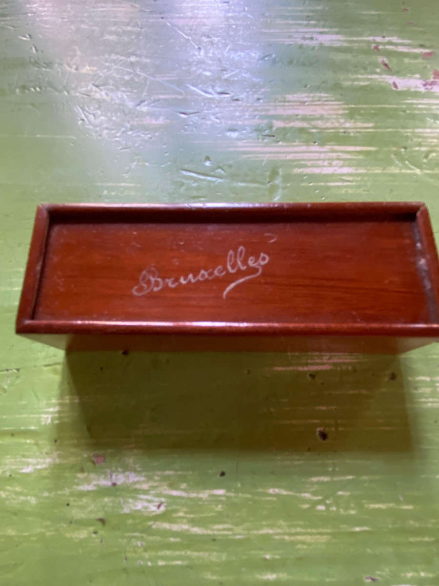 Antique Bone & Ebony 28 Piece Dominoes Set In Original Wooden Box