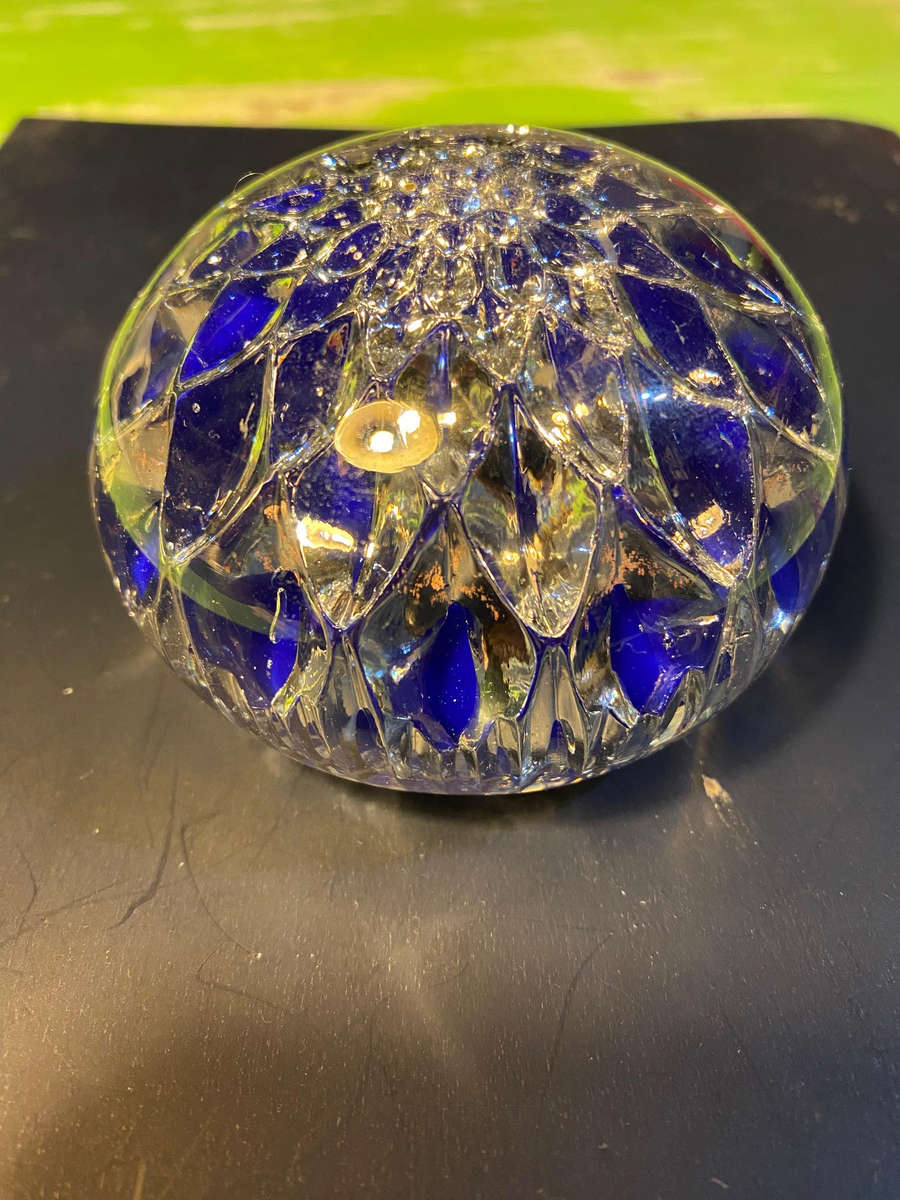 Antique cobalt blue paperweight