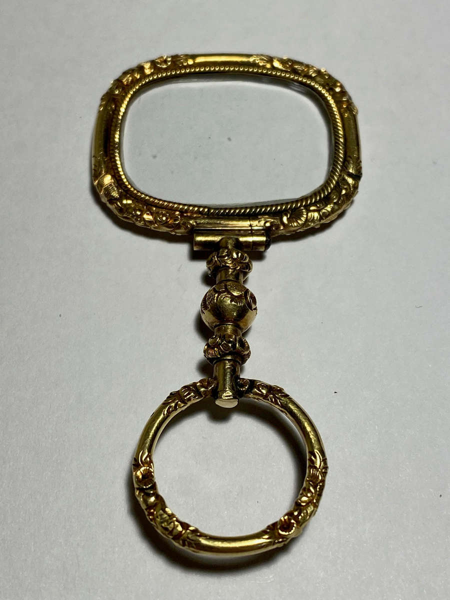 Late Georgian 14K Gold Encased Quizzing Magnifying Glass
