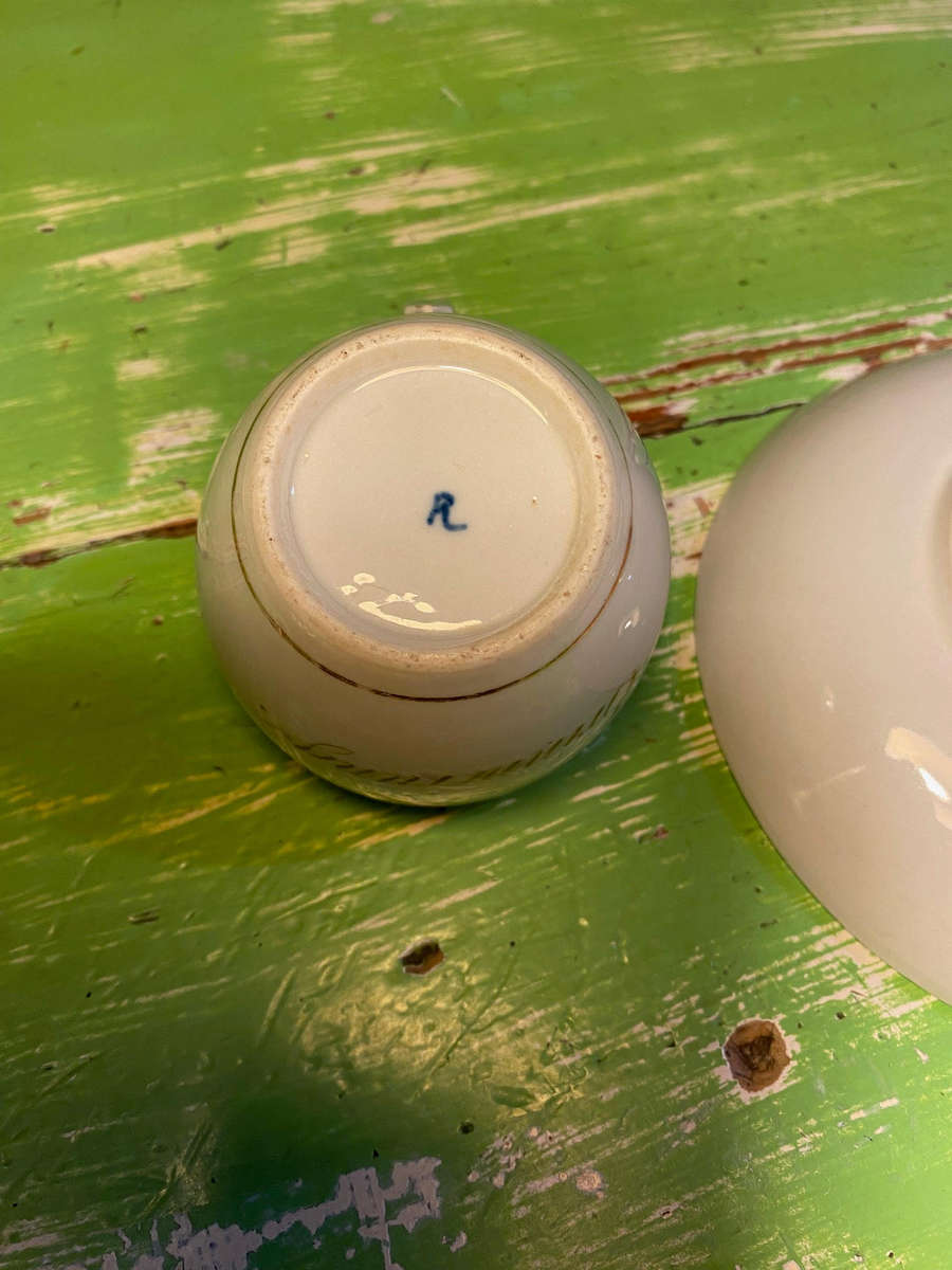 Antique German porcelain cups and saucers