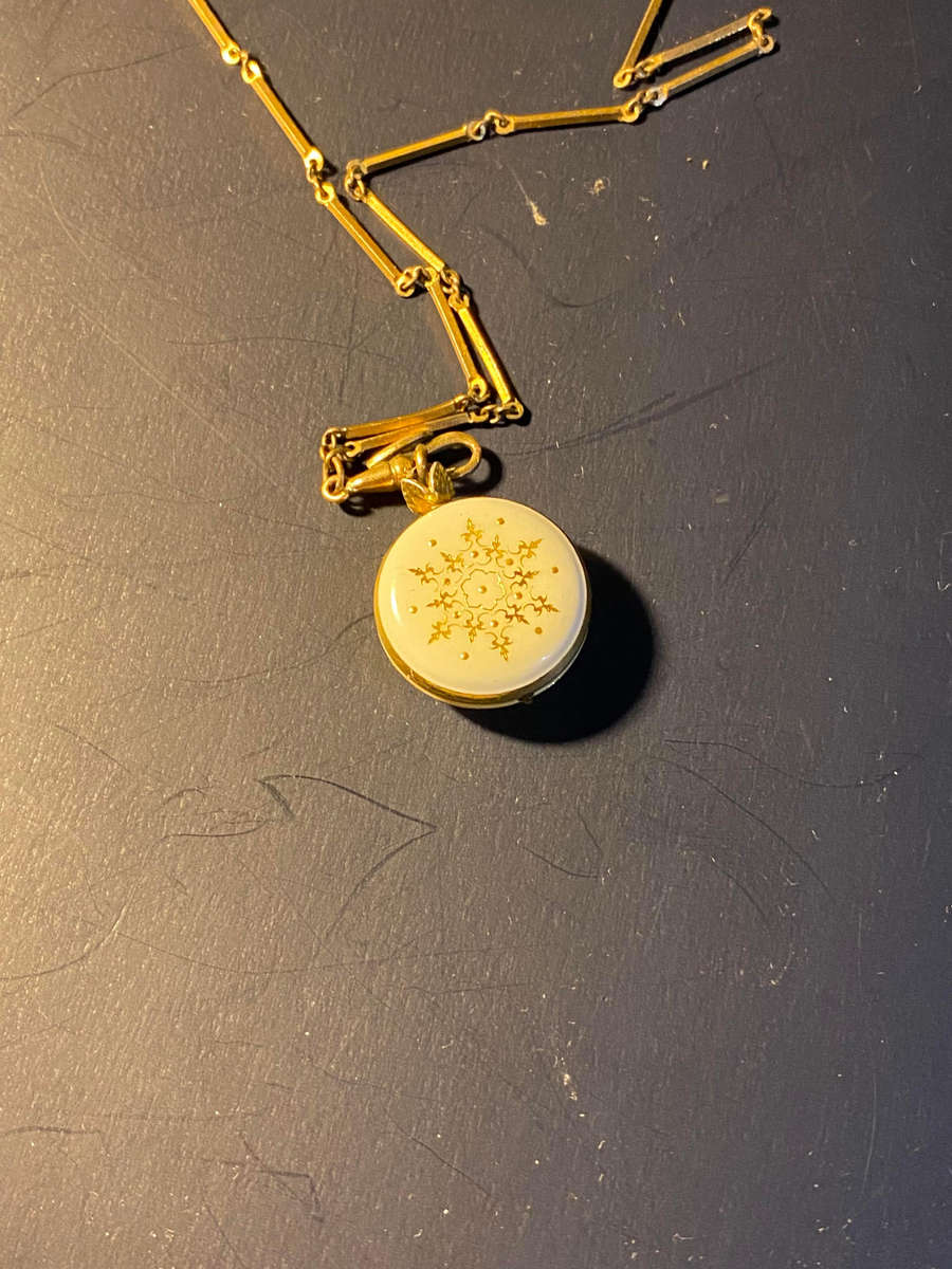 BUCHERER vintage Pendant Necklace Watch Swiss Mechanical, Floral Back