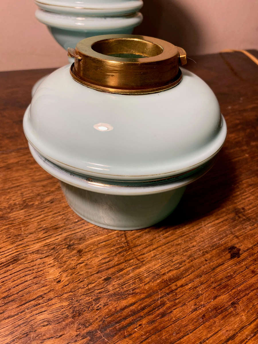 Hinks no.2 Duplex Blue Opaline Oil Lamp/Vase 1800's Electrified