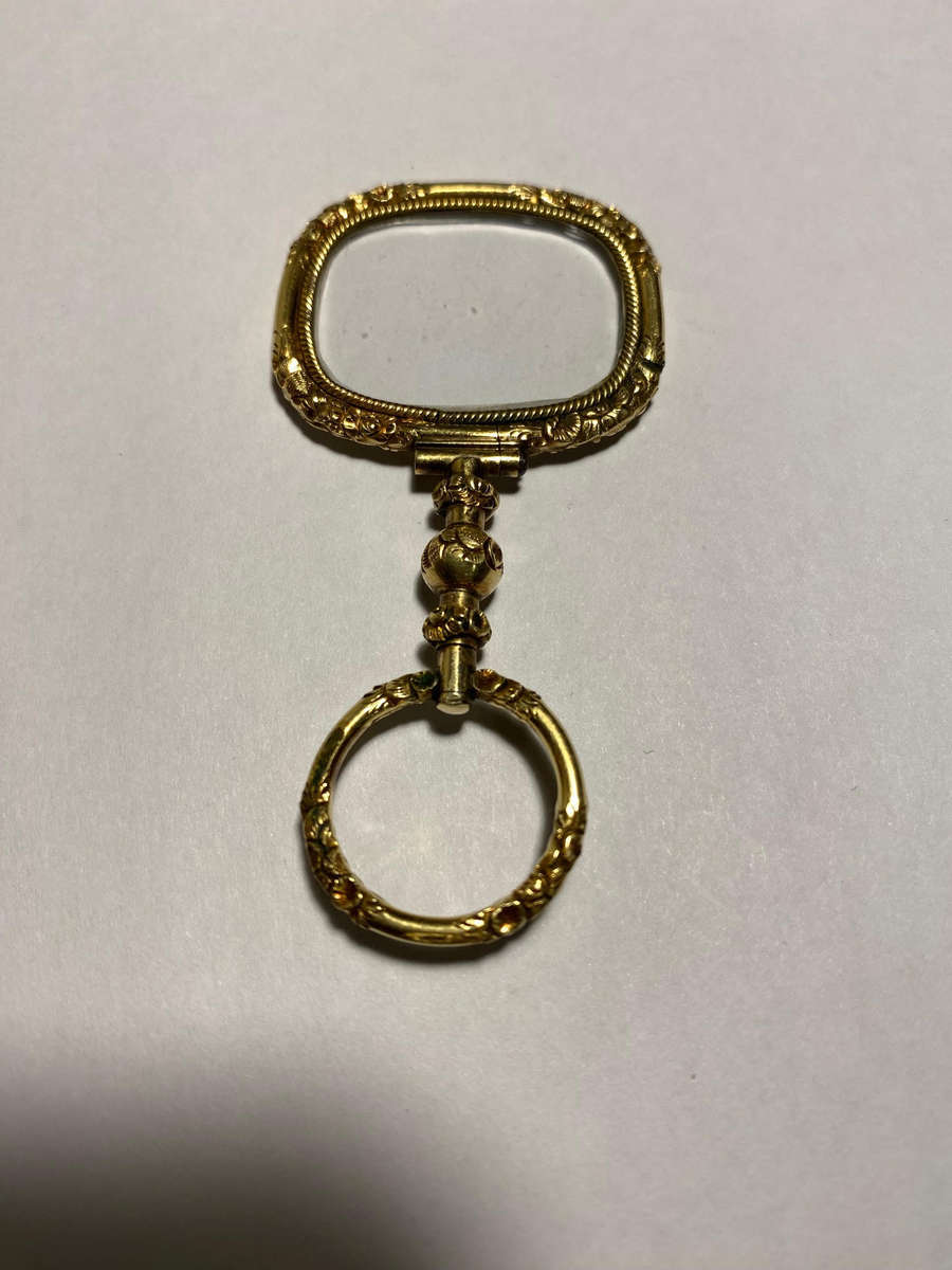 Late Georgian 14K Gold Encased Quizzing Magnifying Glass