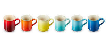LE CRUESET Stoneware Set of 6, Rainbow Ceramic Coffee Mug **Retail R2299