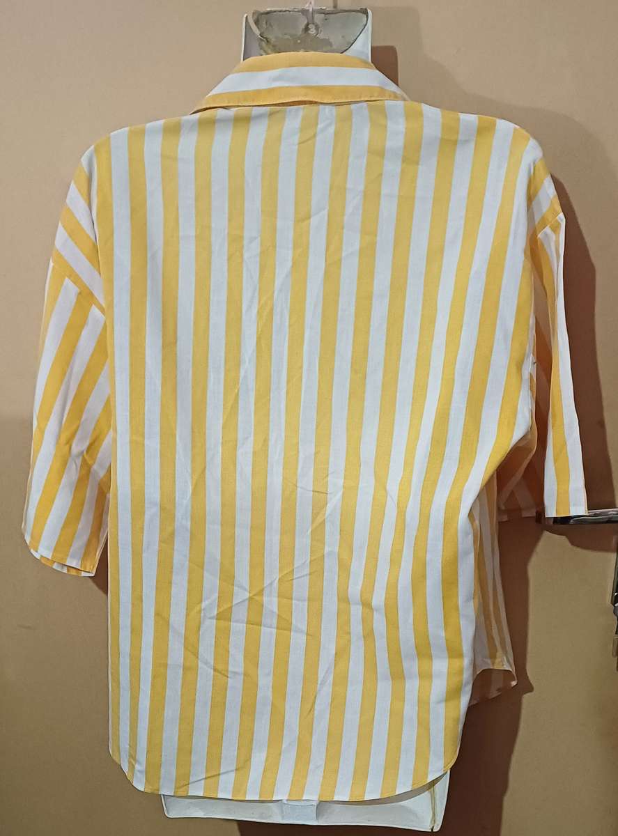 Ladies - Yellow & White Blouse - Make - Woolworth - Size - 8-10