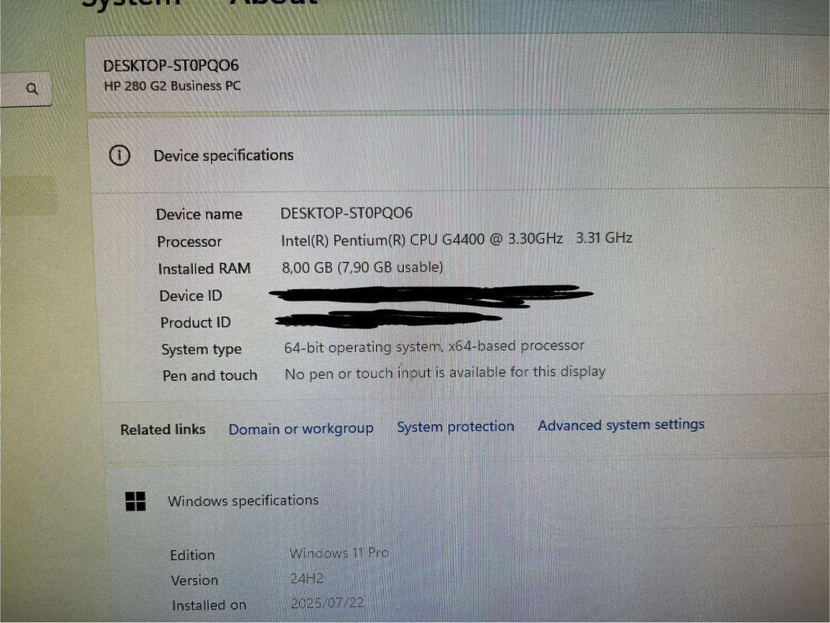 HP 280 G2 Desktop | Pentium G4400 | 500GB Storage | 8GB RAM DDR4