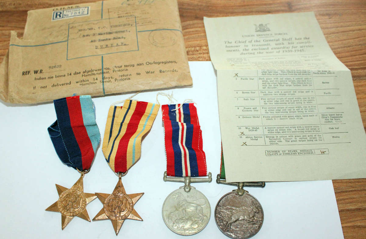 WW2 SA Group with original Envelope