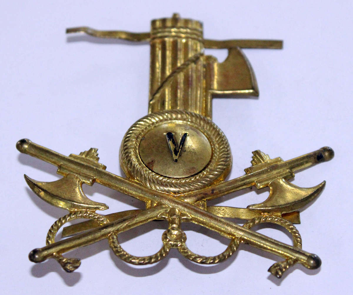Colonial Italian MVSN Fascist Militia Engineers helmet badge