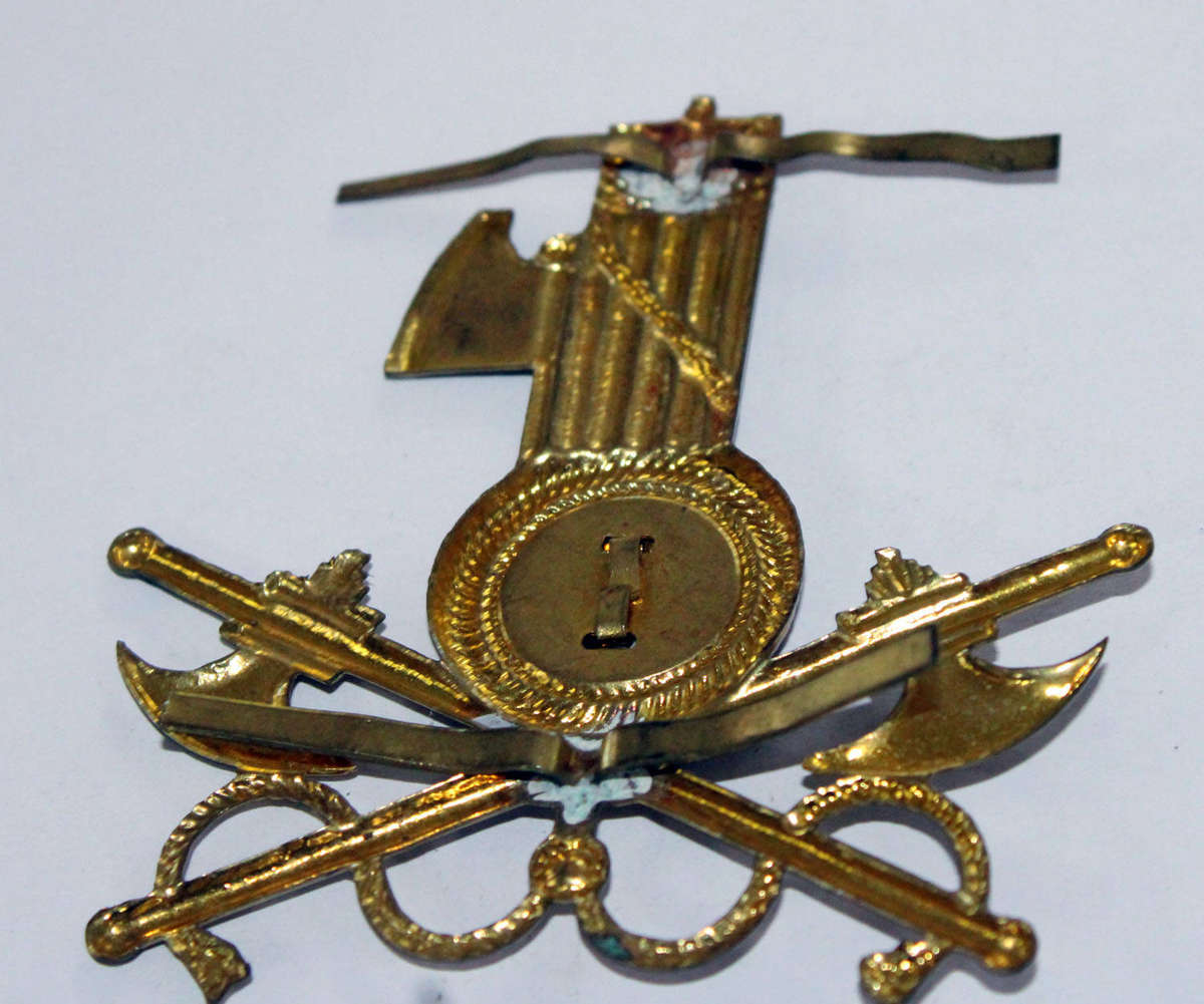 Colonial Italian MVSN Fascist Militia Engineers helmet badge