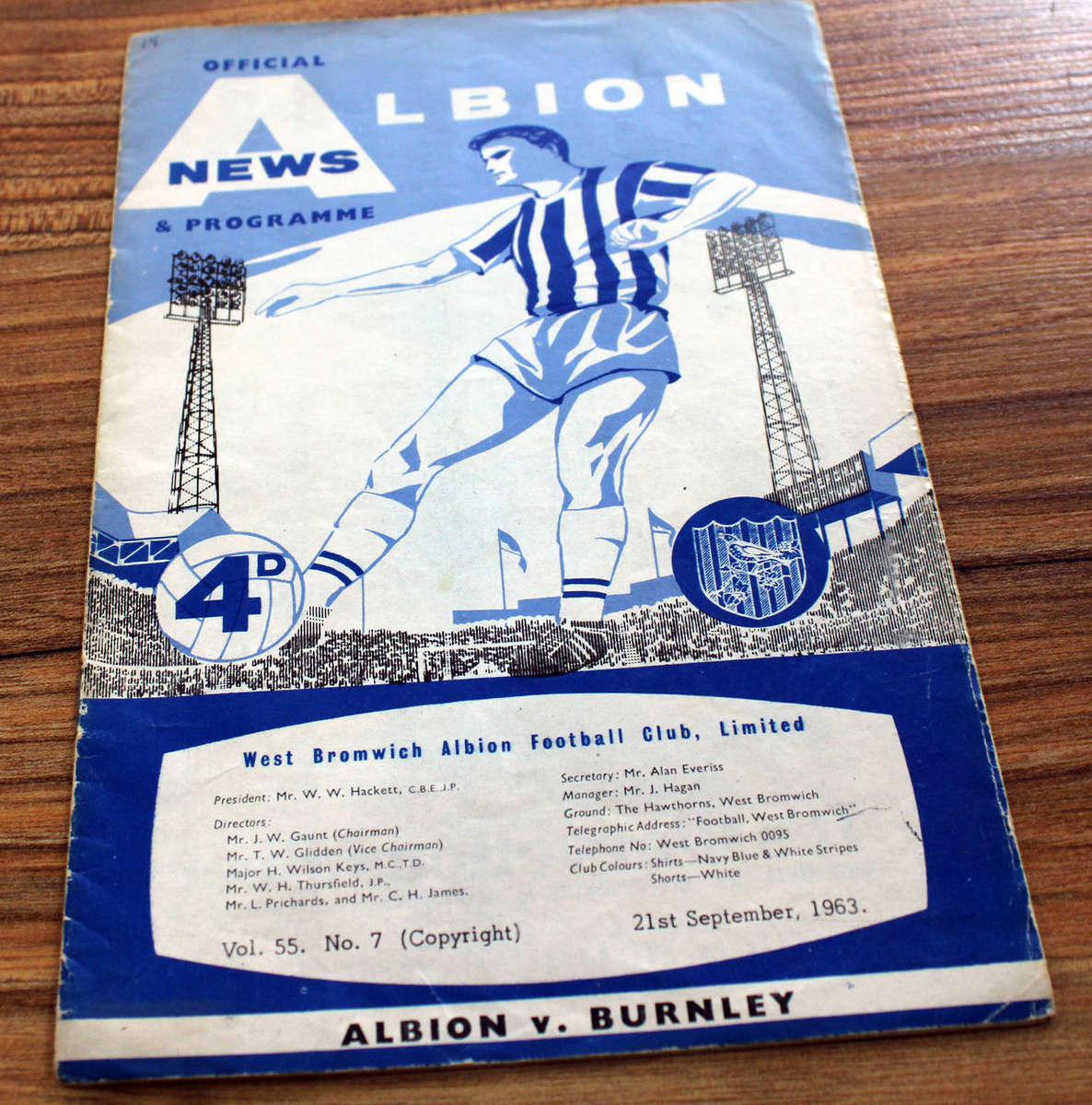 Soccer match programme: West Brom vs Burnley 1963